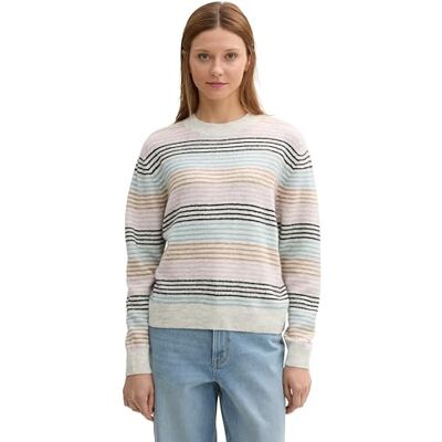 TOM TAILOR Denim Damen Strickpullover mit Buntem Streifen-Muster, 36538 Small Multicolor Stripe, L TOM TAILOR Denim Damen Strickpullover mit Buntem Streifen-Muster, 36538 Small Multicolor Stripe, L