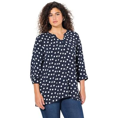 Ulla Popken , Damen, große Größen, Tunika mit Knopfleiste und Druck Ulla Popken , Damen, große Größen, Tunika mit Knopfleiste und Druck