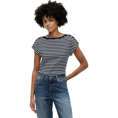 Tommy Hilfiger Damen T-Shirt Kurzarm Gold mit U-Boot-Ausschnitt, Mehrfarbig (Breton STP Dark Night Navy/Calico), M Tommy Hilfiger Damen T-Shirt Kurzarm Gold mit U-Boot-Ausschnitt, Mehrfarbig (Breton STP Dark Night Navy/Calico), M