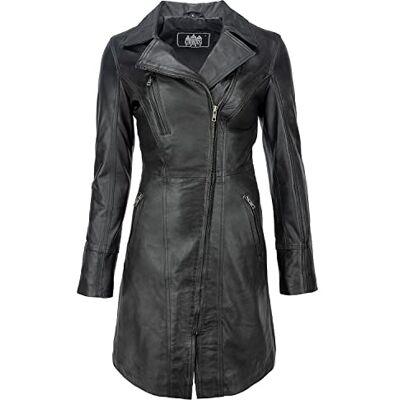 URBAN 5884 Urban Leather UR-97 Frauen Elegante Mantel 107, Schwarz, Große : L URBAN 5884 Urban Leather UR-97 Frauen Elegante Mantel 107, Schwarz, Große : L