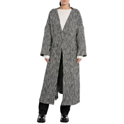 Replay Damen Mantel aus Baumwollmix mit Fischgrätmuster, Multicolor 010 (Mehrfarbig), S Replay Damen Mantel aus Baumwollmix mit Fischgrätmuster, Multicolor 010 (Mehrfarbig), S