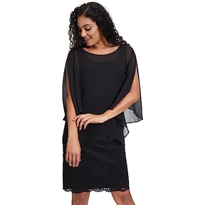 Vera Mont Damen Cocktailkleid mit Spitze, Schwarz, 40 Vera Mont Damen Cocktailkleid mit Spitze, Schwarz, 40