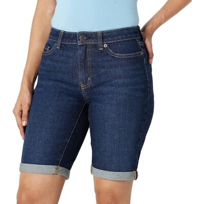 Amazon Damen Slim-Fit-Bermudashorts Aus Denim Mit Taschen, Dunkle Waschung, 38-40 Amazon Damen Slim-Fit-Bermudashorts Aus Denim Mit Taschen, Dunkle Waschung, 38-40