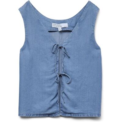 VERO MODA Damen Vmfleur Sl String 2Way Top Ga, Medium Blue Denim, X-Large VERO MODA Damen Vmfleur Sl String 2Way Top Ga, Medium Blue Denim, X-Large