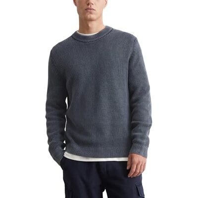 Marc O' Polo Denim Damen Strickpullover aus Bio-Baumwolle mit Rundhalsausschnitt, Blau (True Navy), XXL Marc O' Polo Denim Damen Strickpullover aus Bio-Baumwolle mit Rundhalsausschnitt, Blau (True Navy), XXL