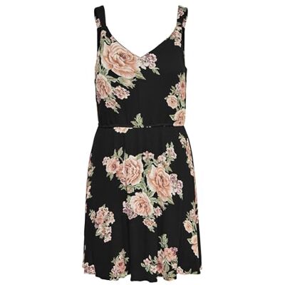 ONLY Damen ONLKARMEN S/L Short Dress WVN NOOS 15157655, Black/ORANGE Flower Print, 38 ONLY Damen ONLKARMEN S/L Short Dress WVN NOOS 15157655, Black/ORANGE Flower Print, 38