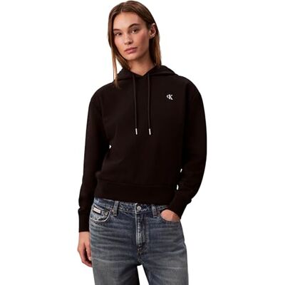 Calvin Damen Hoodie Ck Embroidery mit Kapuze, Schwarz (Black), XS Calvin Damen Hoodie Ck Embroidery mit Kapuze, Schwarz (Black), XS
