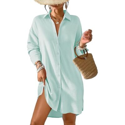 Tanmolo Damen Strandkleid Sommer Strandtunika Cover Up Strandbluse, Strandhemd, Langer Schnitt, Leichtes Material, Strand und Urlaub Tanmolo Damen Strandkleid Sommer Strandtunika Cover Up Strandbluse, Strandhemd, Langer Schnitt, Leichtes Material, Strand und Urlaub