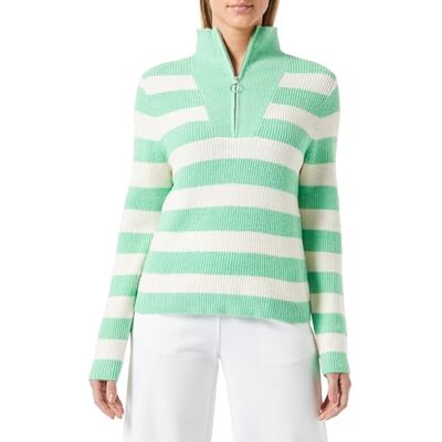 ONLY Damen Pullover Onlkatia Ls Zip Highneck Cc KNT, Spring Bouquet/Stripes:Melange/Whitecap Gray, M ONLY Damen Pullover Onlkatia Ls Zip Highneck Cc KNT, Spring Bouquet/Stripes:Melange/Whitecap Gray, M