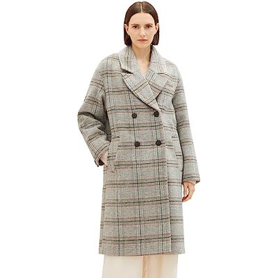 TOM TAILOR Damen Mantel mit Reverkragen & Karomuster TOM TAILOR Damen Mantel mit Reverkragen & Karomuster