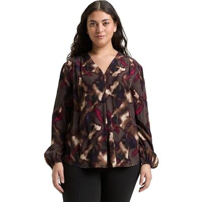TOM TAILOR Damen 1049542 Plussize Bluse, 39033-Brown Blurry Argyle, 52 DE/Groß TOM TAILOR Damen 1049542 Plussize Bluse, 39033-Brown Blurry Argyle, 52 DE/Groß