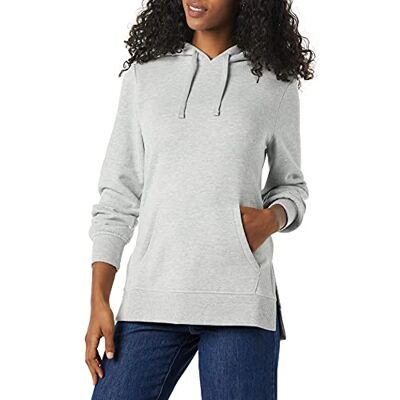 Amazon Damen French Terry Kapuzen-Tunika-Sweatshirt, Grau meliert, Größe XS Amazon Damen French Terry Kapuzen-Tunika-Sweatshirt, Grau meliert, Größe XS