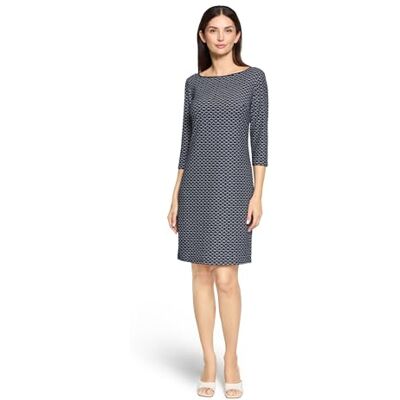 Betty Barclay Damen Etuikleid mit 3/4 Arm 46, Dunkelblau/Weiß Betty Barclay Damen Etuikleid mit 3/4 Arm 46, Dunkelblau/Weiß