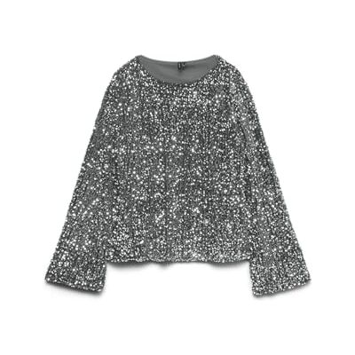 VERO MODA Damen Vmbella Ls Boatneck Sq Top JRS Ga, Griffin, Medium VERO MODA Damen Vmbella Ls Boatneck Sq Top JRS Ga, Griffin, Medium