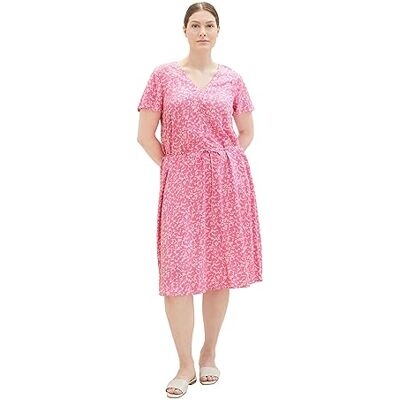 TOM TAILOR Damen 1037301 Plussize Kleid, 31745 Pink Geo Design, 52 Große Größen TOM TAILOR Damen 1037301 Plussize Kleid, 31745 Pink Geo Design, 52 Große Größen