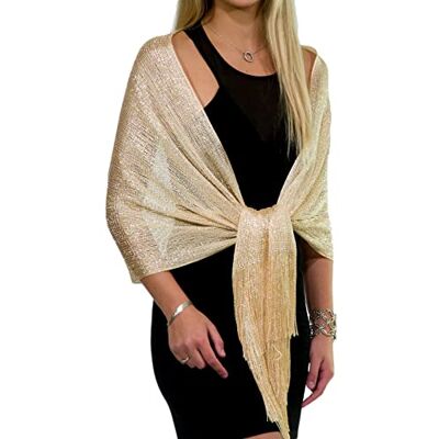 ShineGlitz Shawls and Wraps for Evening Dresses, Metallic Sparkle Womens Wedding Gold Champagne Shawl ShineGlitz Shawls and Wraps for Evening Dresses, Metallic Sparkle Womens Wedding Gold Champagne Shawl