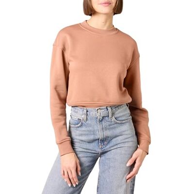 Amazon Damen Bauchfreies Sweatshirt mit überschnittenen Schultern (in Übergröße erhältlich), Hellbraun, XL Amazon Damen Bauchfreies Sweatshirt mit überschnittenen Schultern (in Übergröße erhältlich), Hellbraun, XL