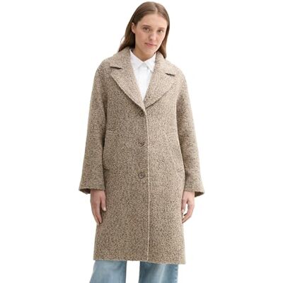 TOM TAILOR Damen Loose Fit Mantel,35922 Cosy beige Melange Structure, L TOM TAILOR Damen Loose Fit Mantel,35922 Cosy beige Melange Structure, L