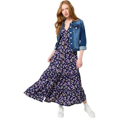 Joe Browns Damen Dark Vintage Floral Puff Sleeve V-Neck Midi Dress Kleid, Navy, 34 Zierlich Joe Browns Damen Dark Vintage Floral Puff Sleeve V-Neck Midi Dress Kleid, Navy, 34 Zierlich