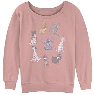 Disney Damen Classic Dogs Junior Raglan-Pullover mit Deckstich, Desert Pink, M Disney Damen Classic Dogs Junior Raglan-Pullover mit Deckstich, Desert Pink, M