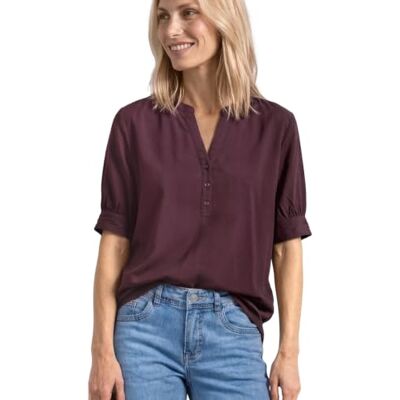 Street One Kurzarm Bluse mit Split Neck und Elastiksaum Rustic Rouge 38 Street One Kurzarm Bluse mit Split Neck und Elastiksaum Rustic Rouge 38