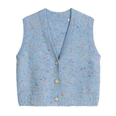 Marc O' Polo Ärmelloser Bouclé-Cardigan Regular aus Schurwolle-Viskose-Mix hellblau, XS Marc O' Polo Ärmelloser Bouclé-Cardigan Regular aus Schurwolle-Viskose-Mix hellblau, XS