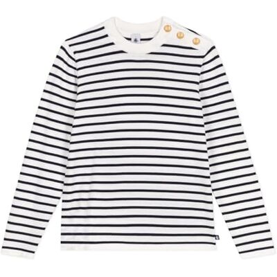 Petit Bateau Damen A0CII Baby Pullover, Weiß/Blau, XXS Petit Bateau Damen A0CII Baby Pullover, Weiß/Blau, XXS