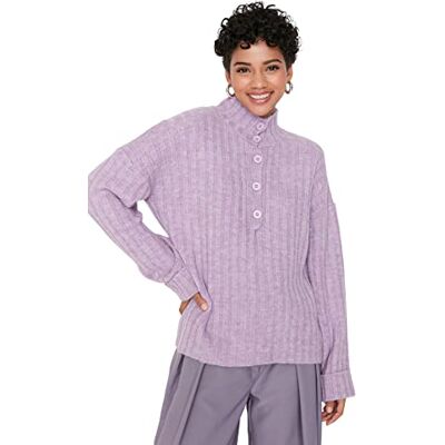 TRENDYOL MİLLA Navy Blau Wide Fit Weiche Texturd Stehkragen Strickwaren Sweater TWOAW21KZ0783 TRENDYOL MİLLA Navy Blau Wide Fit Weiche Texturd Stehkragen Strickwaren Sweater TWOAW21KZ0783