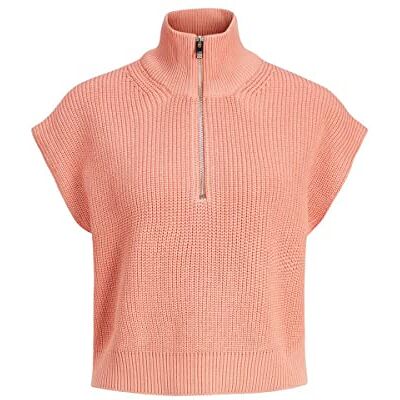 JJXX Damen Jxflorence Twist Half Zip Knit Vest Pullover, Coral Haze, M EU JJXX Damen Jxflorence Twist Half Zip Knit Vest Pullover, Coral Haze, M EU