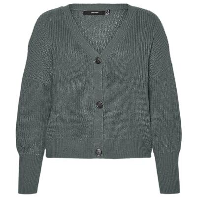 VERO MODA Curve Damen Vmlea Ls V-Neck Cuff Cardigan Noos Cur Strickjacke, Balsam Green, Small VERO MODA Curve Damen Vmlea Ls V-Neck Cuff Cardigan Noos Cur Strickjacke, Balsam Green, Small