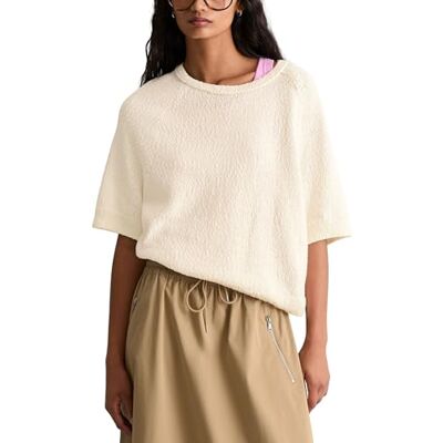 Marc O' Polo Marc OߴPolo Denim Damen Strickpullover aus Baumwolle Kurzarm, Cremefarben (Creamy White), XS Marc O' Polo Marc OߴPolo Denim Damen Strickpullover aus Baumwolle Kurzarm, Cremefarben (Creamy White), XS