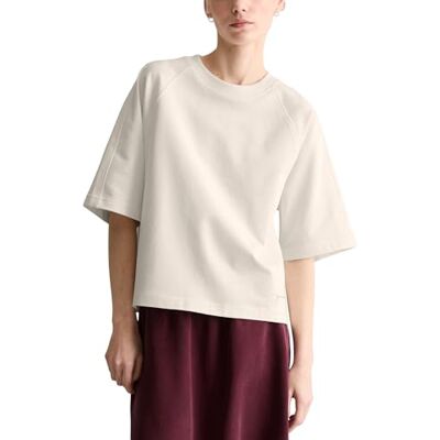 Marc O' Polo Marc OߴPolo Denim Damen Sweatshirt Kurzarm Relaxed Fit, Weiß (Silky White), S Marc O' Polo Marc OߴPolo Denim Damen Sweatshirt Kurzarm Relaxed Fit, Weiß (Silky White), S