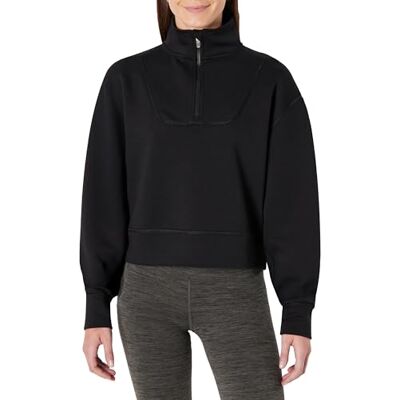 Amazon Damen Atmungsaktiver Pullover mit Halbreißverschluss, Oversized-Fit, Schwarz, M Amazon Damen Atmungsaktiver Pullover mit Halbreißverschluss, Oversized-Fit, Schwarz, M