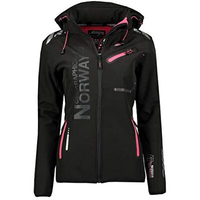 Geographical Norway Königin Bell Damen-Softshelljacke für Damen, Winter, Fleecejacke mit Kapuze, wasserdicht, mit langen Ärmeln, Parka für Damen, Schwarz/Rosa, 42 Geographical Norway Königin Bell Damen-Softshelljacke für Damen, Winter, Fleecejacke mit Kapuze, wasserdicht, mit langen Ärmeln, Parka für Damen, Schwarz/Rosa, 42