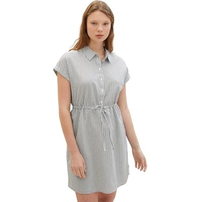 TOM TAILOR Denim Damen Mini Kleid mit Streifen, 35237 Navy White Stripe, XL TOM TAILOR Denim Damen Mini Kleid mit Streifen, 35237 Navy White Stripe, XL