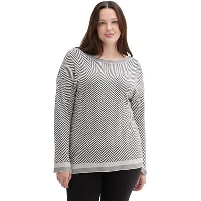 TOM TAILOR Damen Plussize Loose Fit Strickpullover mit Fischgräten-Muster, 36571 Anthrazit Knit Heringbone, 44 TOM TAILOR Damen Plussize Loose Fit Strickpullover mit Fischgräten-Muster, 36571 Anthrazit Knit Heringbone, 44