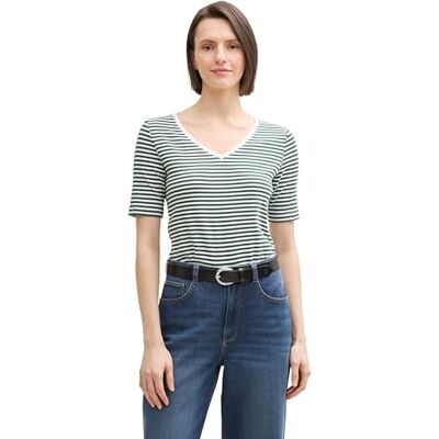 TOM TAILOR Henley Langarmshirt, Offwhite Navy Regular Stripe, S TOM TAILOR Henley Langarmshirt, Offwhite Navy Regular Stripe, S