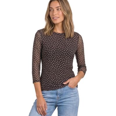 Street One 3/4-Arm Shirt aus Mesh mit Print Black Coffee 34 Street One 3/4-Arm Shirt aus Mesh mit Print Black Coffee 34