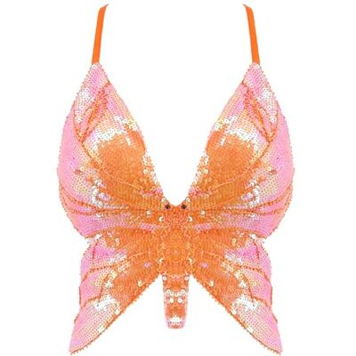 Mocure Damen Shimmer Pailletten Crop Top Low-Cut Tube Top Butterfly Rave Tank Weste Top Orange Einheitsgröße Mocure Damen Shimmer Pailletten Crop Top Low-Cut Tube Top Butterfly Rave Tank Weste Top Orange Einheitsgröße