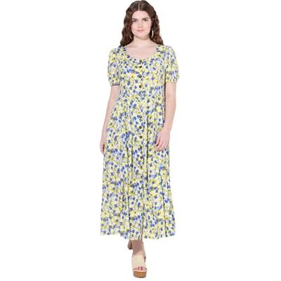 Ulla Popken Damen große Größen Übergrößen Plus Size Leinenmix-Maxikleid, Rundhals, Halbarm, Taschen Sonnengelb 50+ 839987607-50+ Ulla Popken Damen große Größen Übergrößen Plus Size Leinenmix-Maxikleid, Rundhals, Halbarm, Taschen Sonnengelb 50+ 839987607-50+