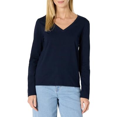 Amazon Damen Langärmliges Regular-Fit-T-Shirt Aus 100% Baumwolle, Marineblau, XXS Amazon Damen Langärmliges Regular-Fit-T-Shirt Aus 100% Baumwolle, Marineblau, XXS