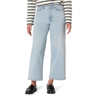 Amazon Damen Crop-Jeans mit Hoher Taille und Weitem Bein, 66,0cm Beininnenlänge, Helles Eisblau, 48 Amazon Damen Crop-Jeans mit Hoher Taille und Weitem Bein, 66,0cm Beininnenlänge, Helles Eisblau, 48