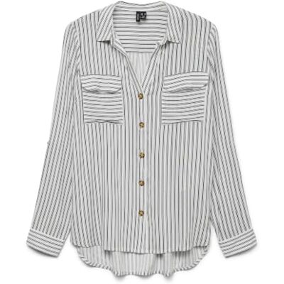 VERO MODA Damen Vmbumpy L/S Shirt New WVN Ga Noos, Snow White, Small VERO MODA Damen Vmbumpy L/S Shirt New WVN Ga Noos, Snow White, Small
