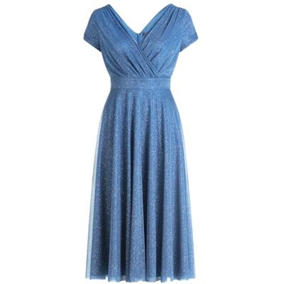 Vera Mont Damen Cocktailkleid im Glitzer-Look 42, Silver/Light Blue Vera Mont Damen Cocktailkleid im Glitzer-Look 42, Silver/Light Blue