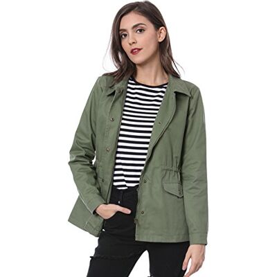 Allegra K Damen Saint Patrick's Day Kordelzug Taille Pattentaschen Leichte Utility-Jacke, grün, 36 Allegra K Damen Saint Patrick's Day Kordelzug Taille Pattentaschen Leichte Utility-Jacke, grün, 36