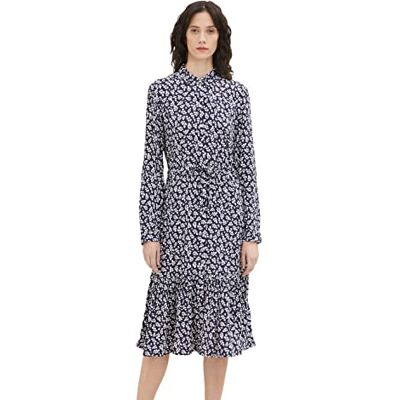 TOM TAILOR Damen 1036846 Kleid mit Muster, 31118 Navy Floral Design, 46 TOM TAILOR Damen 1036846 Kleid mit Muster, 31118 Navy Floral Design, 46
