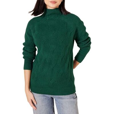 Amazon Damen Soft Touch Trichterkragen Zopfpullover Dunkelgrün, Größe XXL Amazon Damen Soft Touch Trichterkragen Zopfpullover Dunkelgrün, Größe XXL