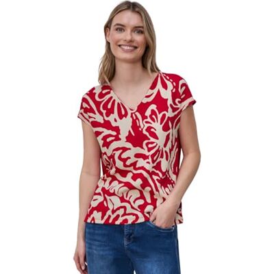 Street One T-Shirt mit Split Neck und Frontprint Salsa red 38 Street One T-Shirt mit Split Neck und Frontprint Salsa red 38