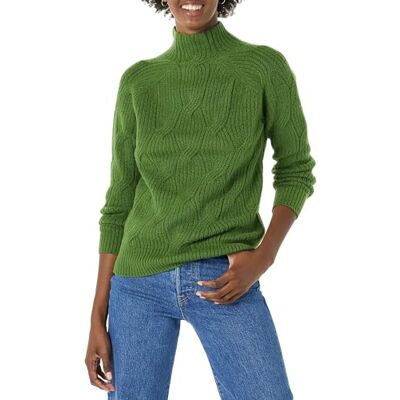 Amazon Damen Soft Touch Trichterkragen Zopfpullover, Grün, Größe M Amazon Damen Soft Touch Trichterkragen Zopfpullover, Grün, Größe M
