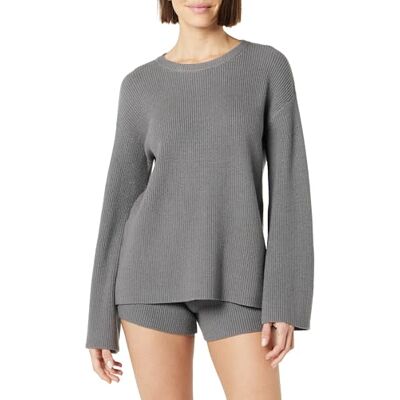 The Drop Alice Rippstrickpullover für Damen, Rundhalsausschnitt, Rückenschlitze, Anthrazit, XL The Drop Alice Rippstrickpullover für Damen, Rundhalsausschnitt, Rückenschlitze, Anthrazit, XL